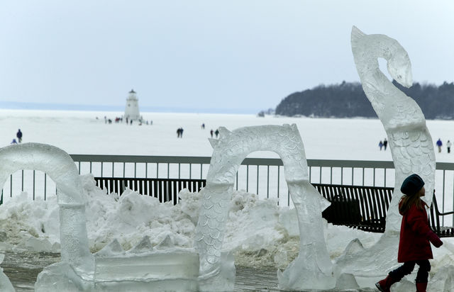Bevroren meer Champlain Vermont